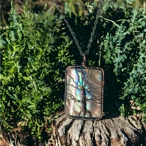 Tree of Life Abalone Shell Wire Necklace